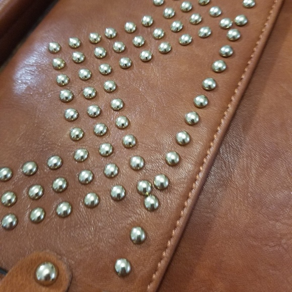 Brown faux leather fringe crossbody purse handbag - Picture 7 of 7